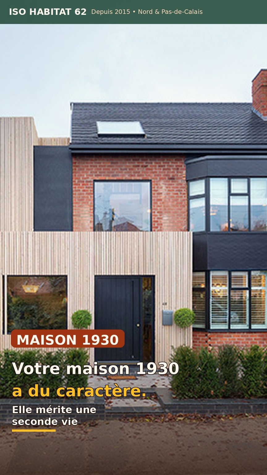 Rénovation maison 1930 dans le Nord : avant après façade briquette