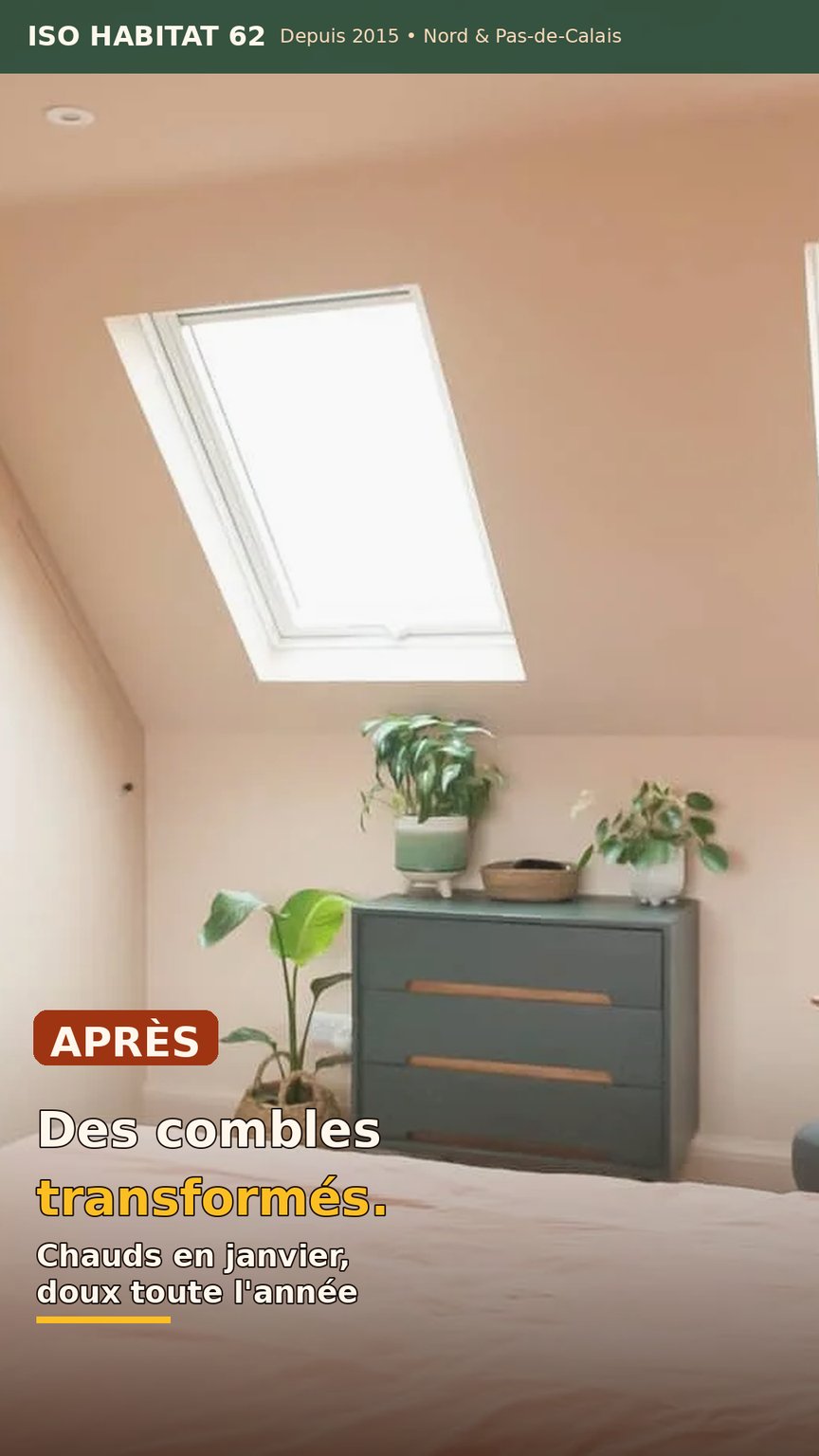 Combles transformés : chambre chaude en janvier, isolation Nord